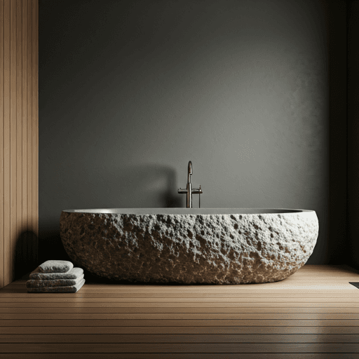 Monolithic stone bathtub